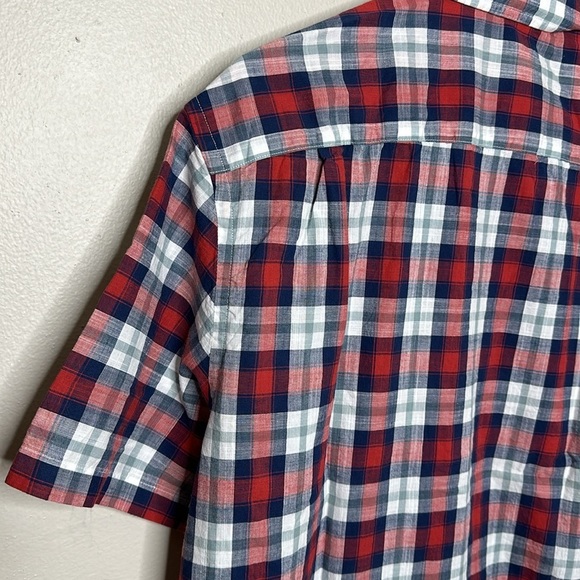 Rye by Hawker Rye Plaid Button Down Short Sleeve Shirt Red Blue NWOT Large tall - Picture 6 of 10